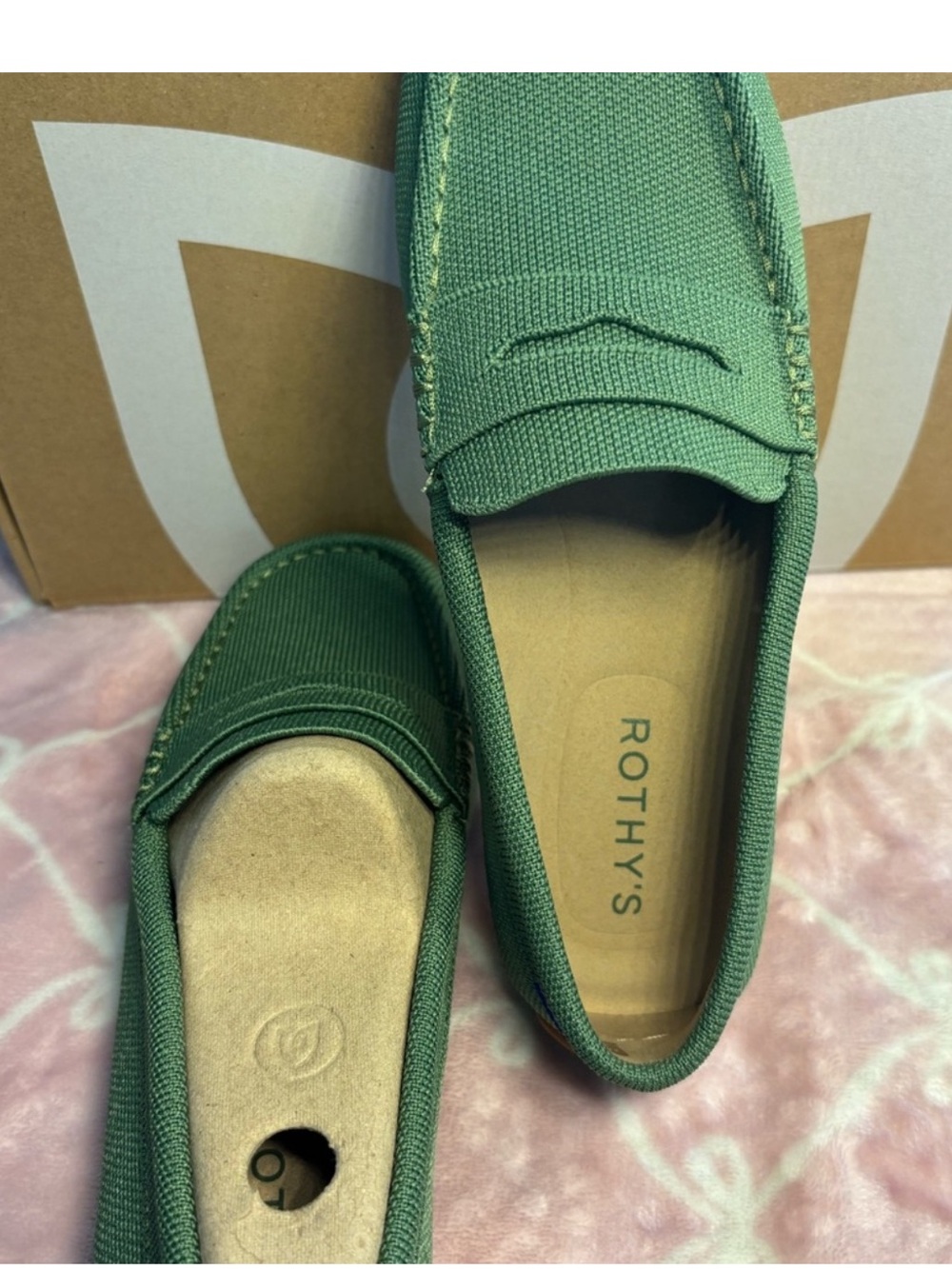 Rothy's Green Canvas Slip-On Loafers
